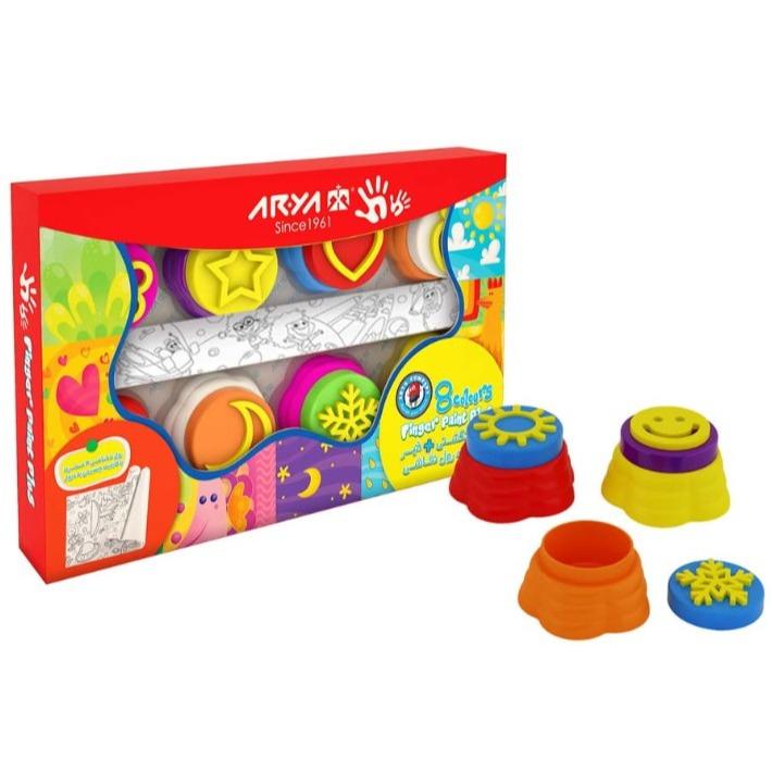 رنگ انگشتی 8 رنگ با ابزار  و رول نقاشی 7031 آریا - 0