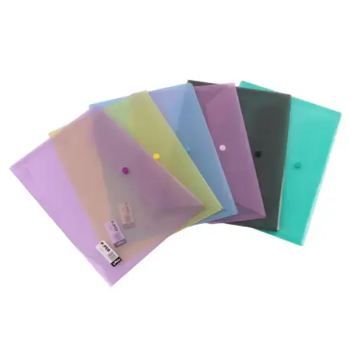 پوشه دکمه‌دار A4 رنگی شفاف PAPCO A4-105T - 0