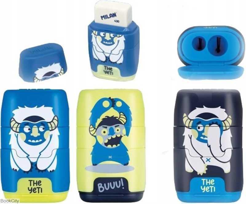 پاک‌کن و تراش 2 سوراخ مخزن‌دار رنگی MILAN 4703116YT Yeti - 0