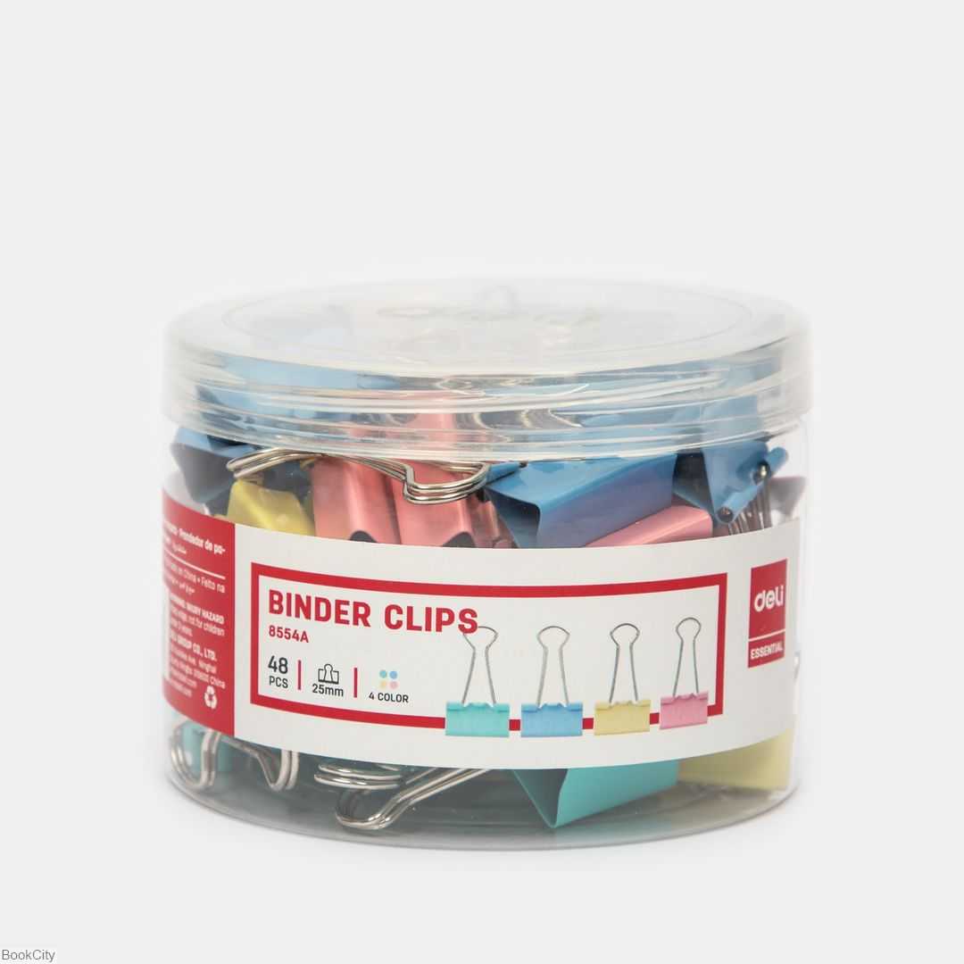 گیره دوبل 25mm رنگی (بسته 48 عددی) deli 8554