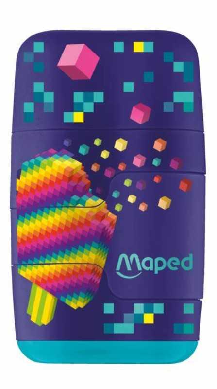 تراش 2 سوراخ مخزن‌دار با پاک‌کن Maped 049223 Pixel Party