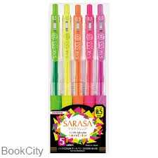 ست روا‌نویس 5 رنگ ZEBRA Sarasa Neon 0.5mm