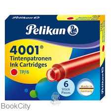 جوهر فشنگی قرمز 6 عددی کوتاه Pelikan 4001