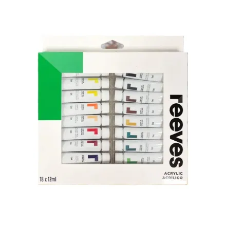 رنگ آکریلیک 18 رنگ REEVES 12ml