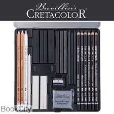 ست ذغال و مداد طراحی سفید و مشکی CRETACOLOR 40026
