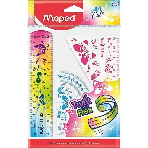 ست خط‌کش 3 تکه Maped 981828 Mini Cute 15cm - 0