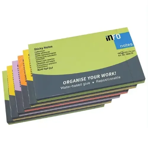 یادداشت چسب‌دار 100 برگ 7.5×12.5 رنگی inFO 5855-76 - 0