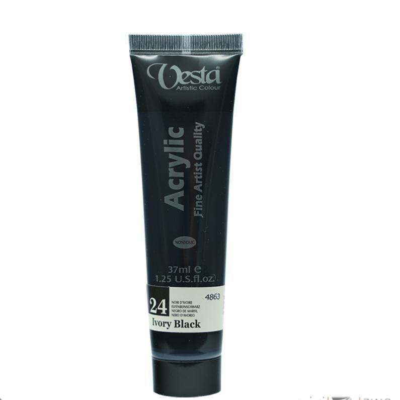 رنگ آکریلیک Vesta 37ml Ivory Black 24 - 0