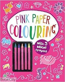 Pink Paper Colouring With 5 Bright Crayons