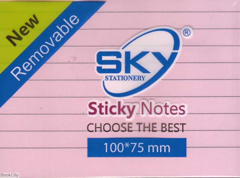 یادداشت چسب‌دار 100 برگ 75×100 رنگی خط‌دار Sky 1062 - 0