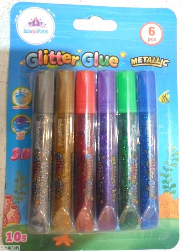 چسب اکلیلی 6 رنگ schoolfans FA92712 Metallic 10g