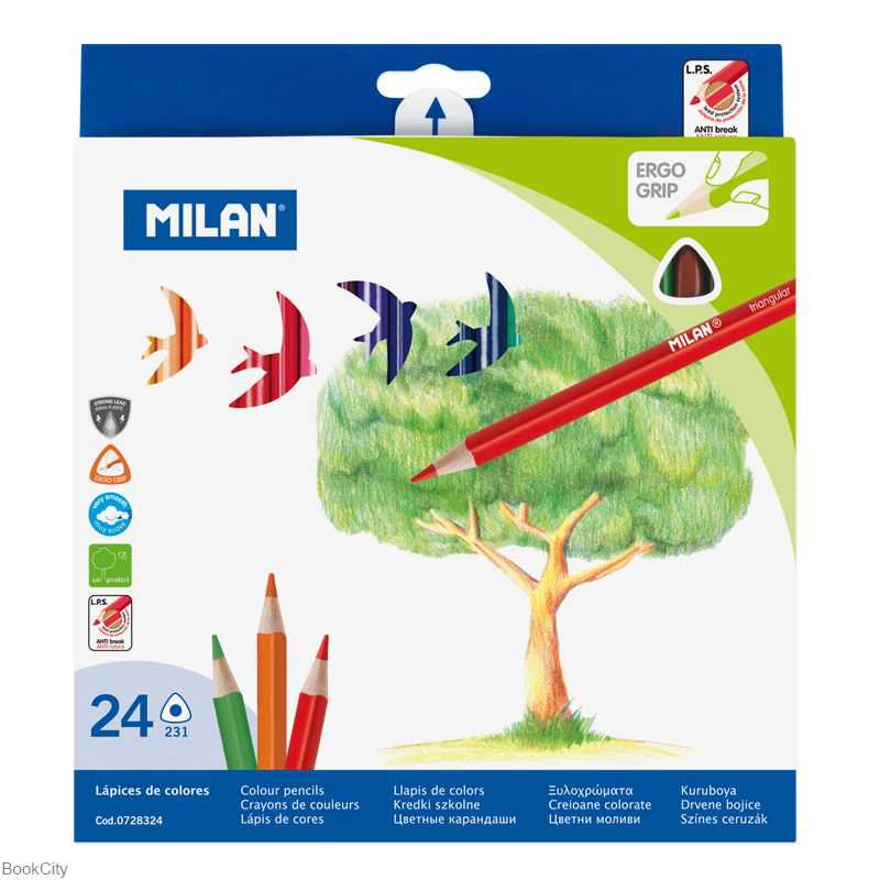 مدادرنگی 24 رنگ 3 گوش مقوایی MILAN 0728324