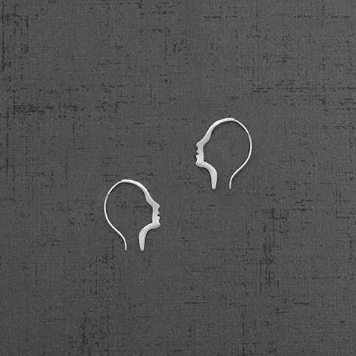 گوشواره نقره نیمرخ بزرگ ER1064 اسپینل
