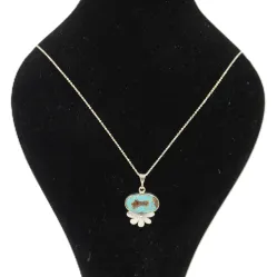 گردنبند نقره گل نیمه و فیروزه اکبری - 0