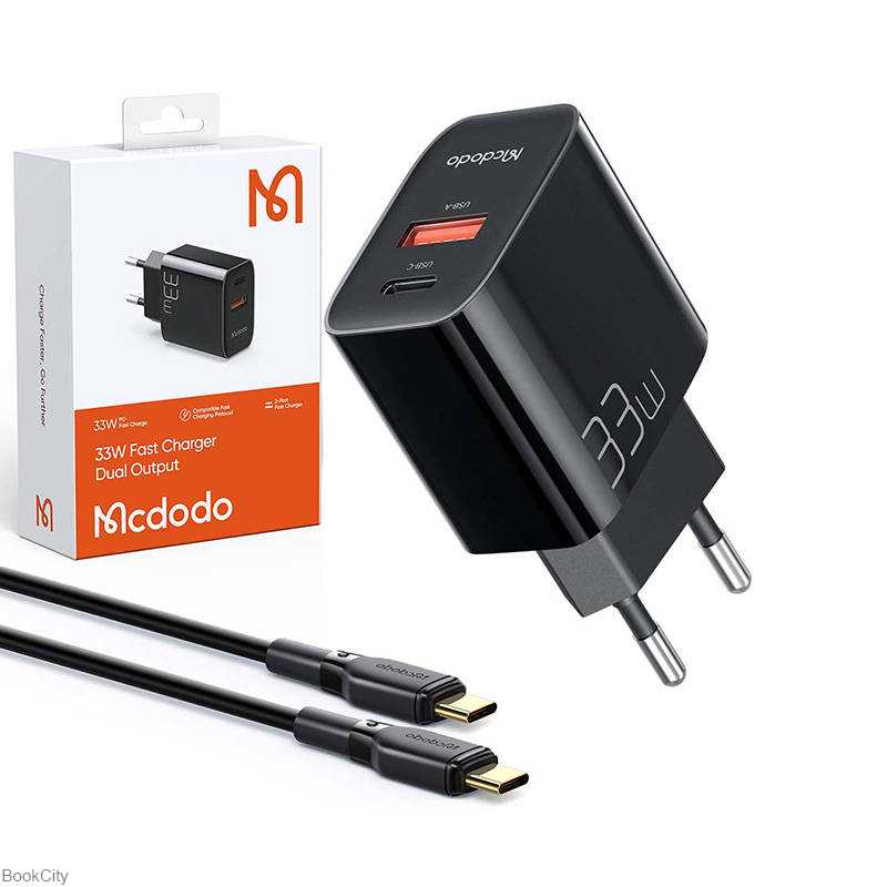 شارژر با کابل Mcdodo Wall Charger 33W PD Dual Output Fast Cable Type-C to Type-C CH-0922