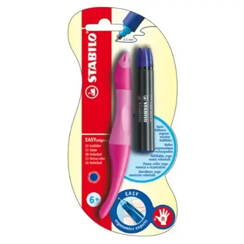 روان‌نویس آبی راست دست بدنه صورتی با 3 عدد یدک STABILO 34151-10 Easyoriginal