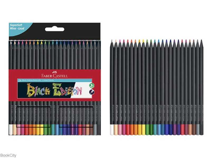 مدادرنگی 24 رنگ بدنه مشکی مقوایی FABER CASTELL 116424