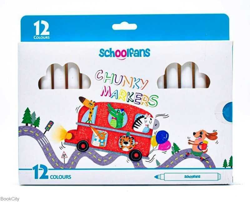 ماژیک 12 رنگ schoolfans FA92410 Chunky Markers