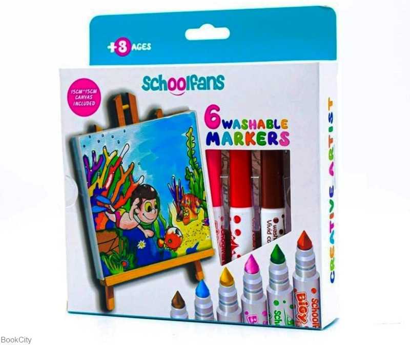 ماژیک 6 رنگ با بوم نقاشی schoolfans FA92405