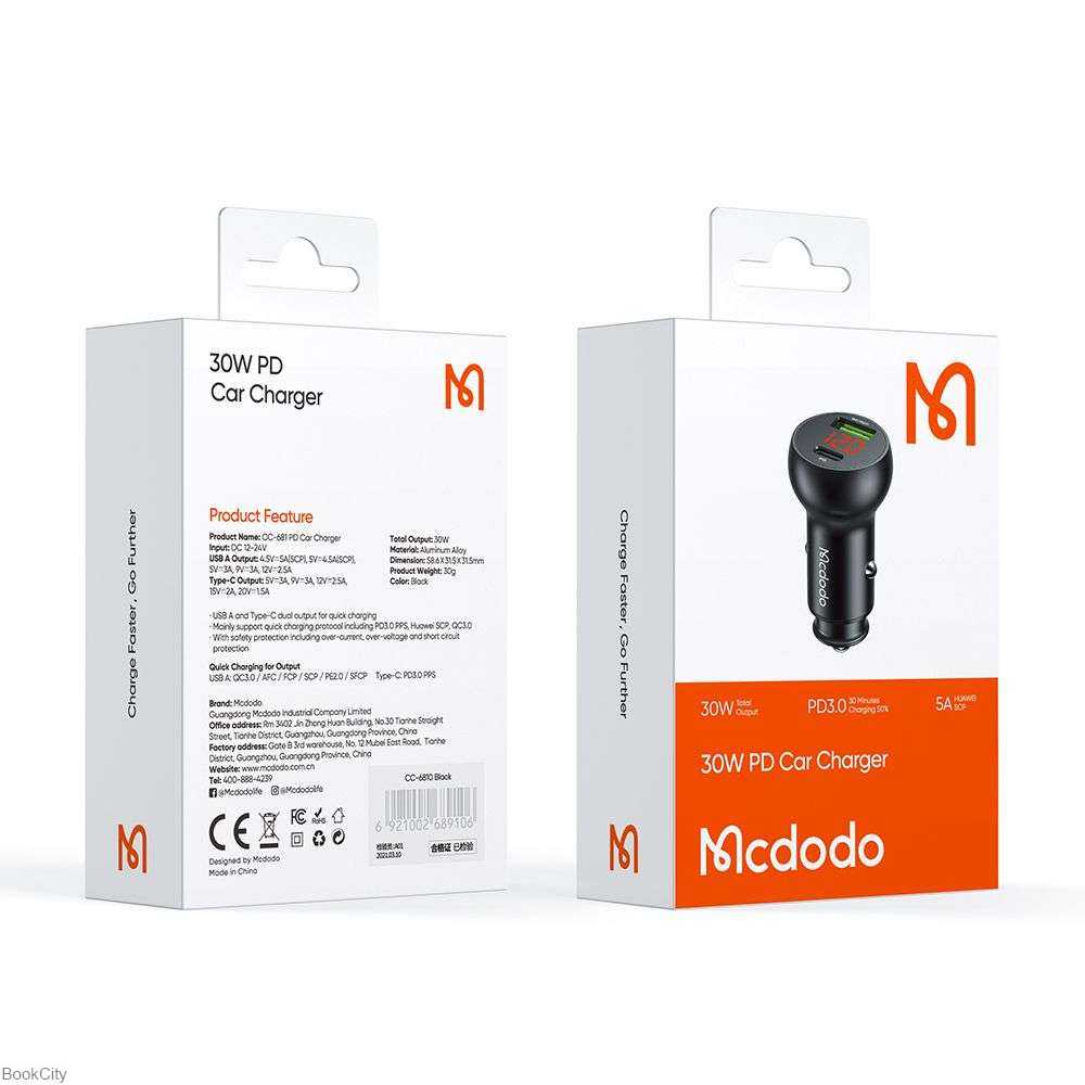 شارژر Mcdodo Car Charger USB and Type-C Output CC-6810