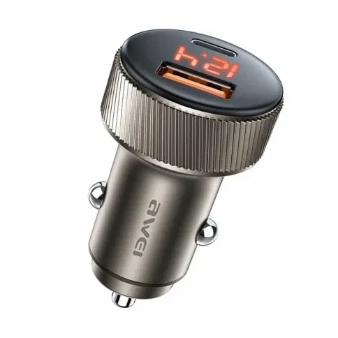 شارژر awei 2 Ports USB and Type-C Car Charger 30w C-859
