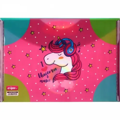 پوشه دکمه‌دار A4 طرح یونیکورن Clips 1452 - 0