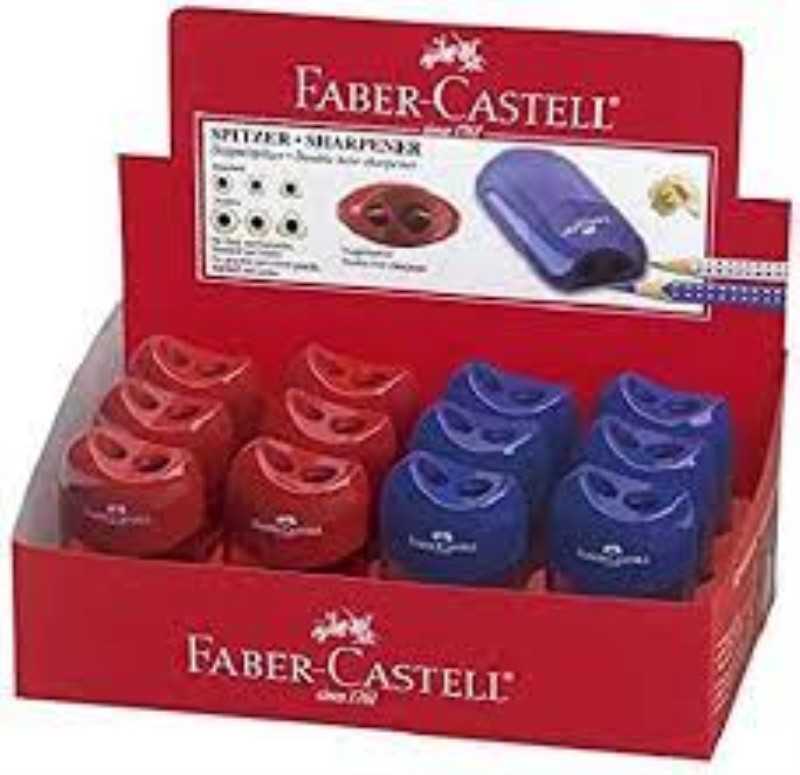 تراش 2 سوراخ مخزن‌دار بیضی رنگی FABER CASTELL 183501 Apple - 0