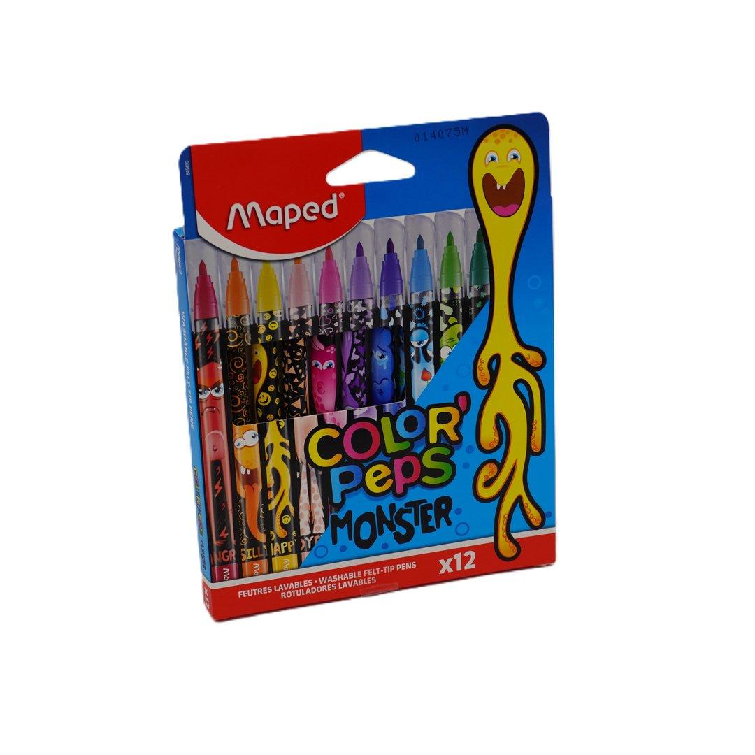 ماژیک 12 رنگ مقوایی Maped 845400 Monster