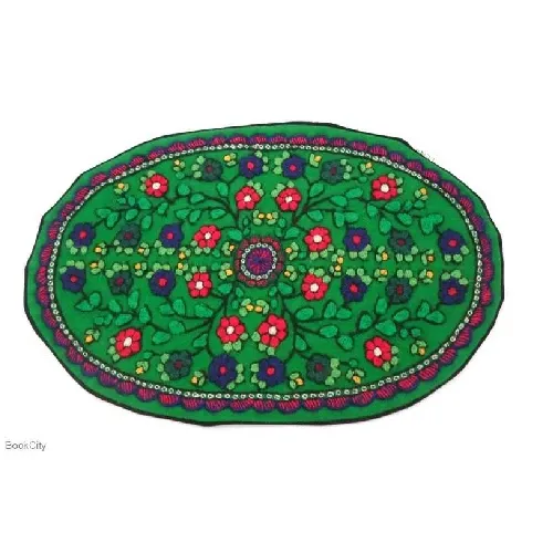 رومیزی بیضی طرح یاسمن با نوار مغزی‌دوزی لنا - 0