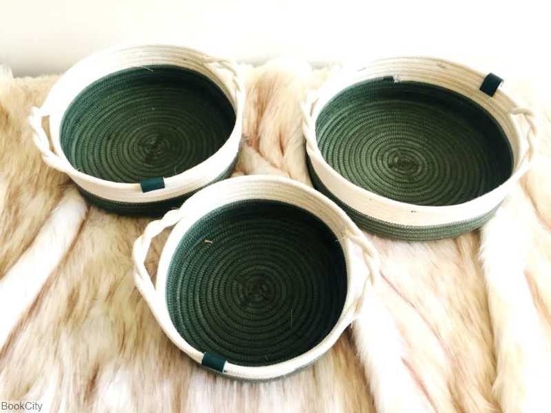 سبد بافت بیضی دسته پیچ نوشا هوم
