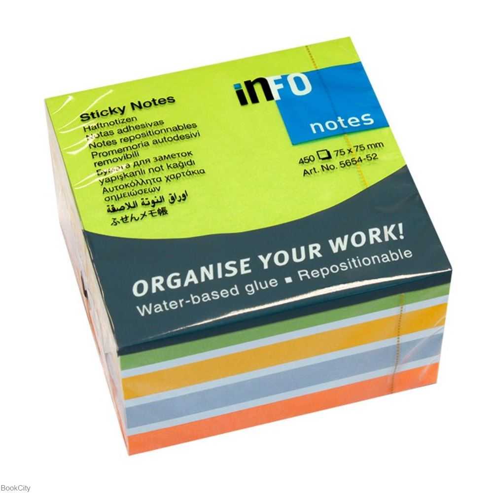 یادداشت چسب‌دار 75×75 رنگی inFO 5654-52