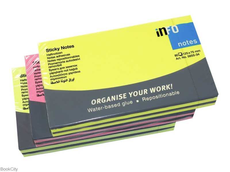 یادداشت چسب‌دار 80 برگ 75×125 رنگی inFO 5655 - 0