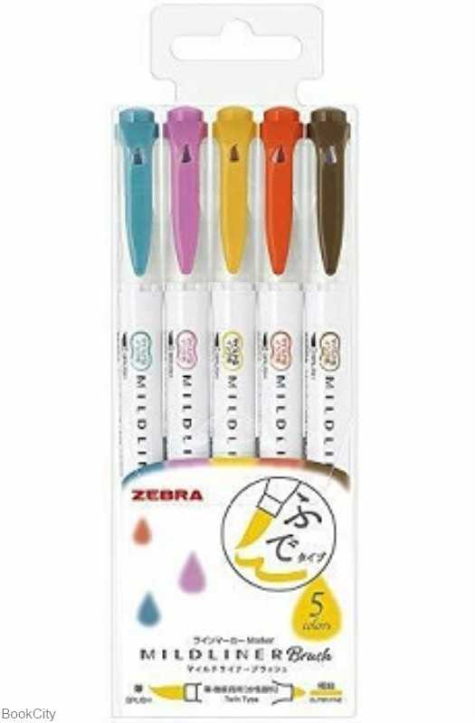 ماژیک طراحی 5 رنگ 2 سر ZEBRA WFT8-5C-RC Mildliner Brush