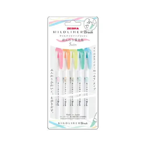 ماژیک طراحی 5 رنگ 2 سر ZEBRA WFT8-5C-HC Mildliner Brush