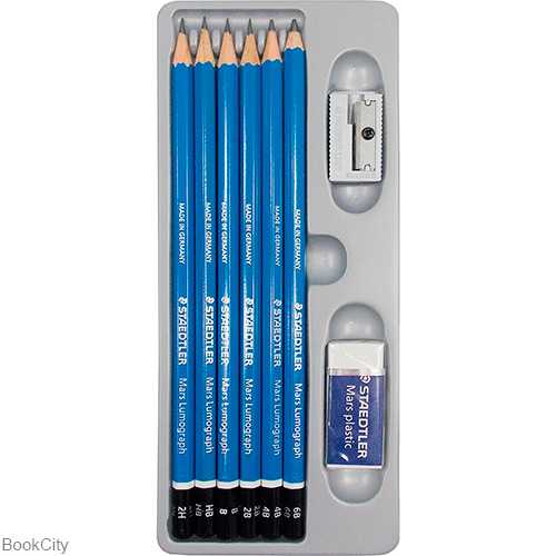 ست مداد طراحی 6 عددی با پاک‌کن و تراش STAEDTLER 61 100C6 Lumograph