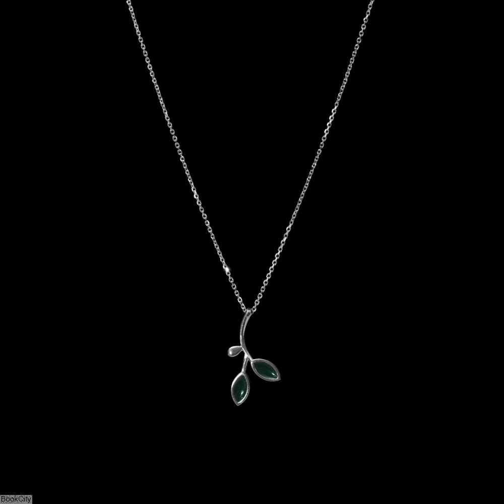 گردنبند نقره دو برگ میناکاری ‍PN1065 اسپینل