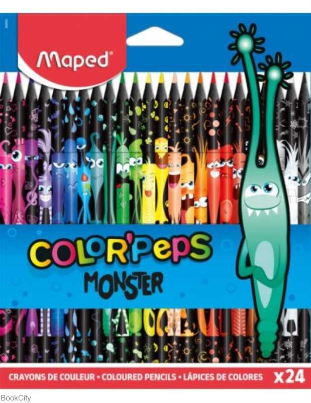 مدادرنگی 24 رنگ مقوایی بدنه مشکی طرح هیولا Maped 862624