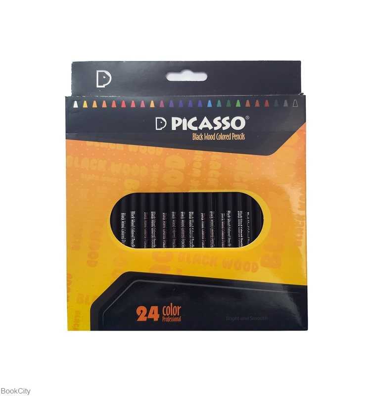 مدادرنگی 24 رنگ مقوایی PICASSO Black Wood