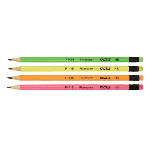 مداد مشکی پاک‌کن‌دار بدنه طرح‌دار رنگی FACTIS Flash Pencil Fluorescent - 0