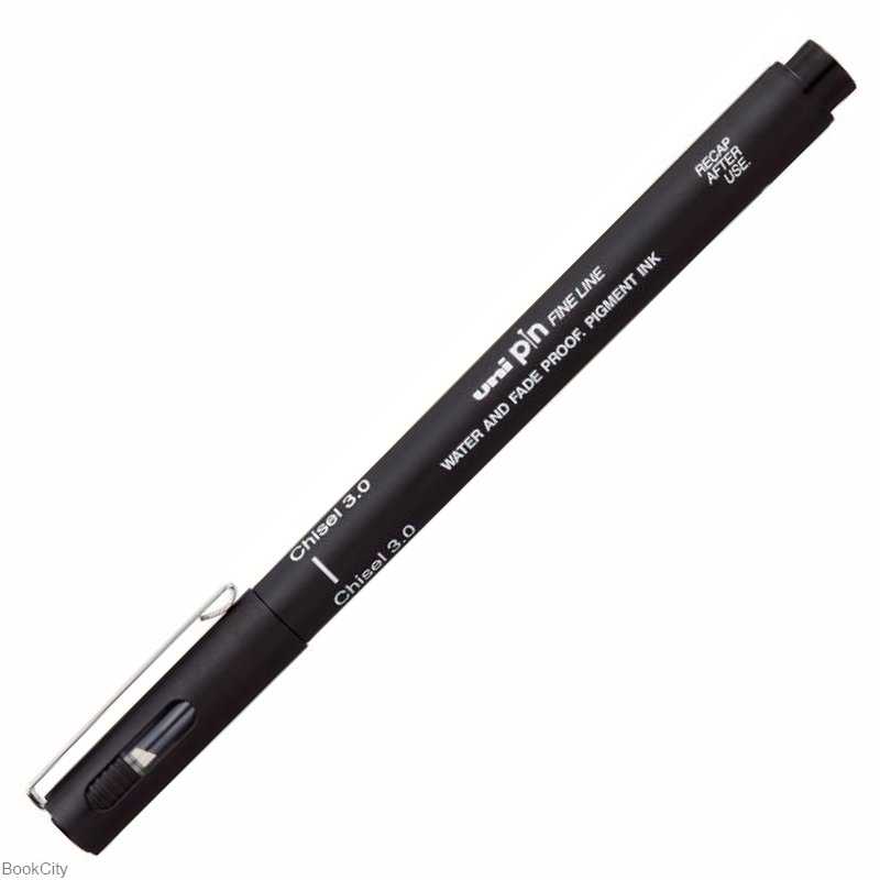 قلم خطاطی مشکی Uni-Ball مدل PINCS3-200 با نوک 3.0mm، مناسب برای خوشنویسی، طراحی حروف و نوشتارهای تزئینی با خطوط پهن، یکنواخت و پررنگ.