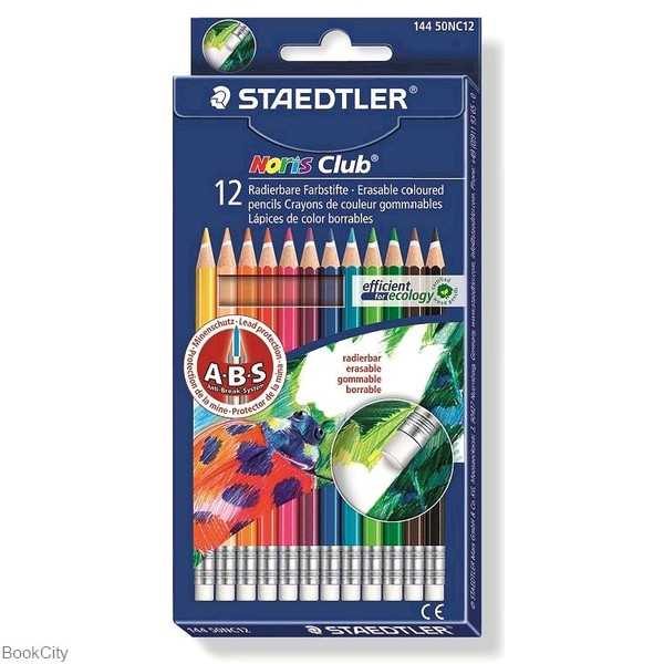 مدادرنگی 12 رنگ پاک‌کن‌دار مقوایی STAEDTLER 14450NC12 Noris Club