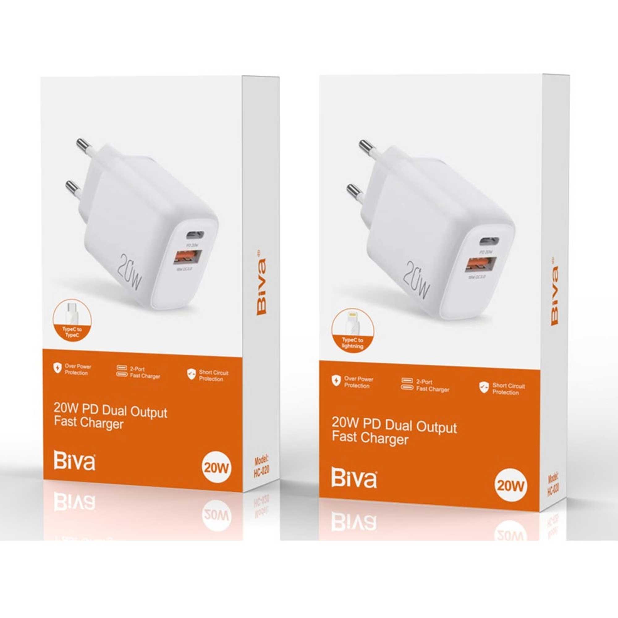 شارژر Biva 20W PD Dual Output Fast Charger HC-020 - 0