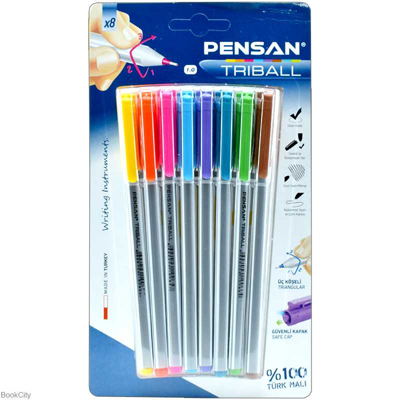 خودکار 8 رنگ PENSAN 100380 1mm