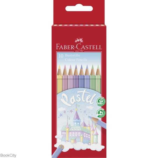 مدادرنگی پاستلی 10 رنگ مقوایی FABER CASTELL 111211