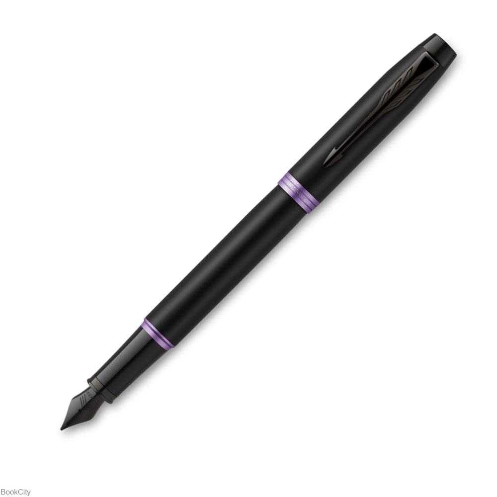 خودنویس مشکی مات گیره مشکی حلقه بنفش PARKER IM