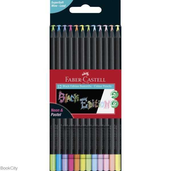 مدادرنگی پاستلی 12 رنگ بدنه مشکی FABER CASTELL 116410 - 0