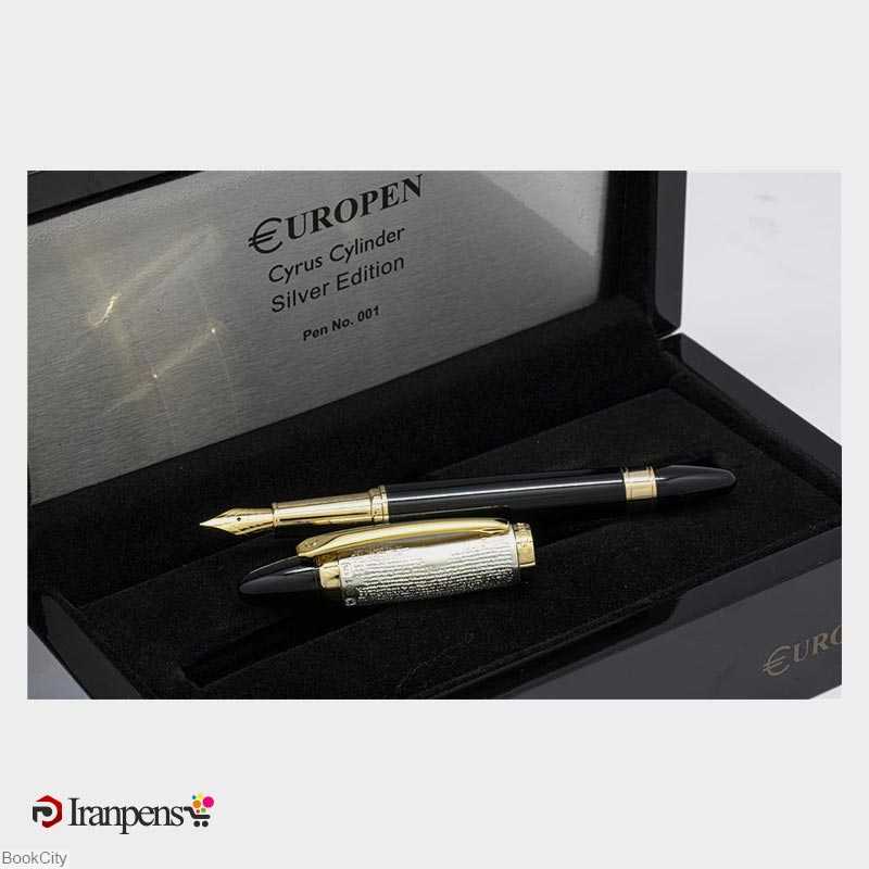 خودنویس مشکی گیره کروم منشور نقره کوروش EUROPEN