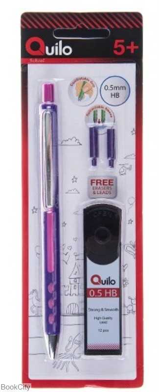 ست اتود 0.5mm با نوک و پاک‌کن بنفش Quilo 634066