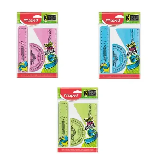 خط‌کش 3 تکه رنگی Maped 895024 Twistn Flex 15cm