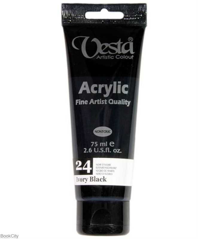 رنگ آکریلیک Vesta 75ml Ivory Black 24 - 0